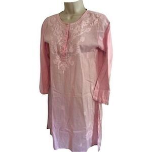 Graham Kandiah Pink Long Crisp Cotton Top. Size Small.